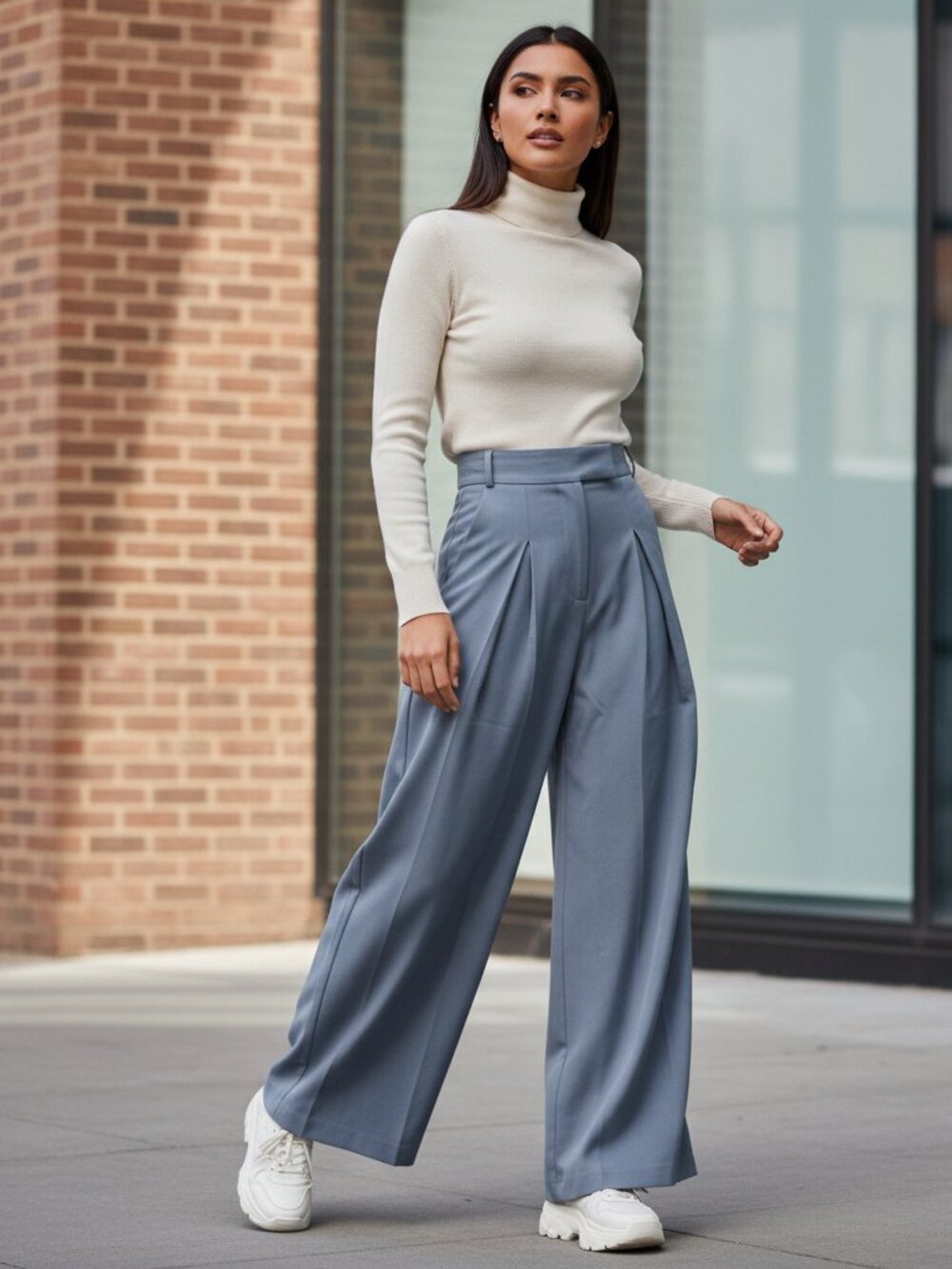 Topshop High Waist Pleated Wide Leg Tailored Pants Gray 4 NWT